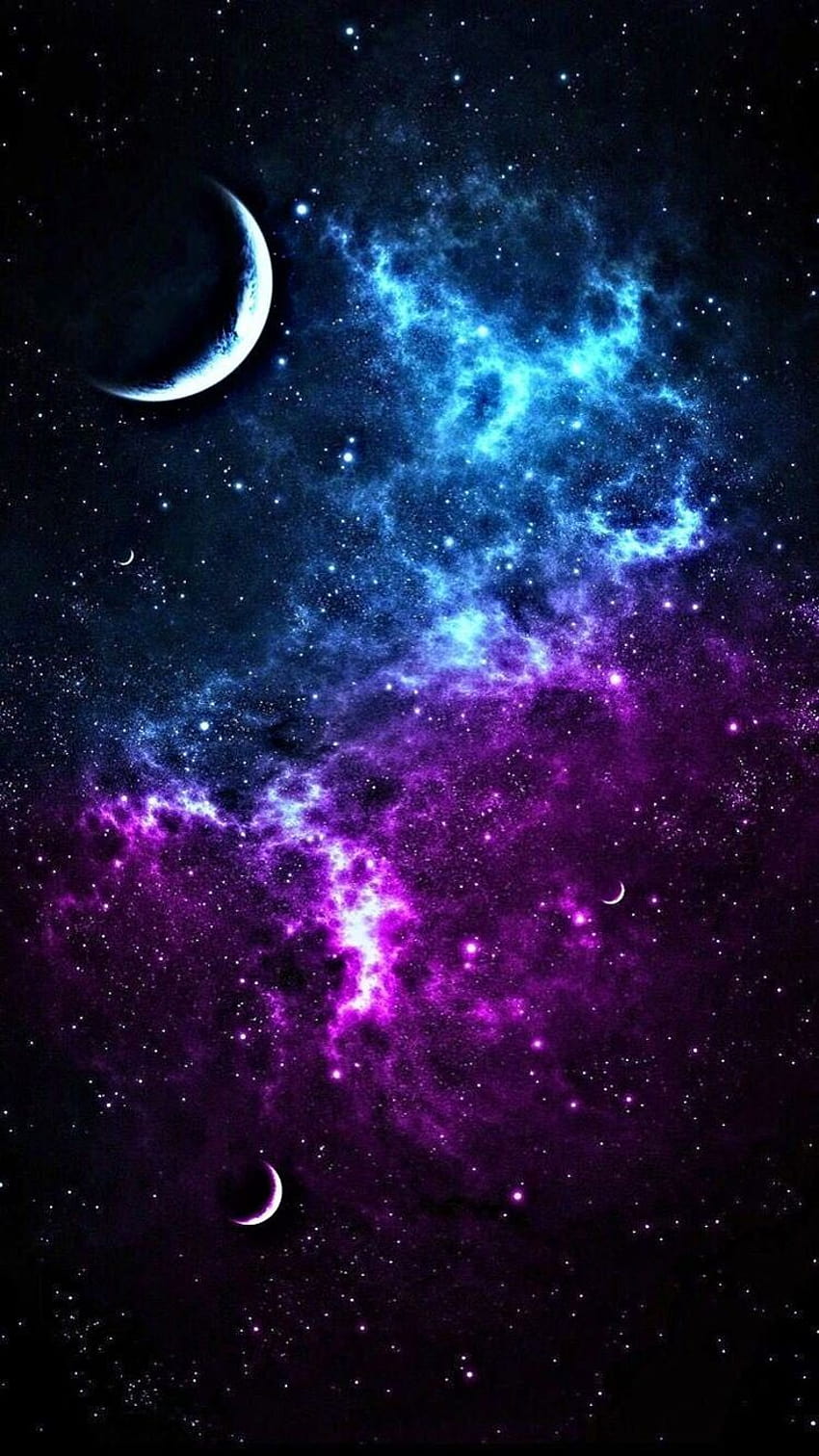 Galaxie et Lune Fond d'écran de téléphone HD
