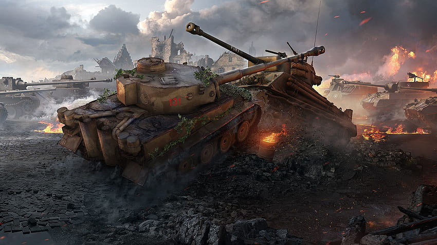 WoT, World of Tanks, World Of Tanks, Wargaming Net, Sherman Fury, Tiger 131, section games…, ww1 tank HD wallpaper