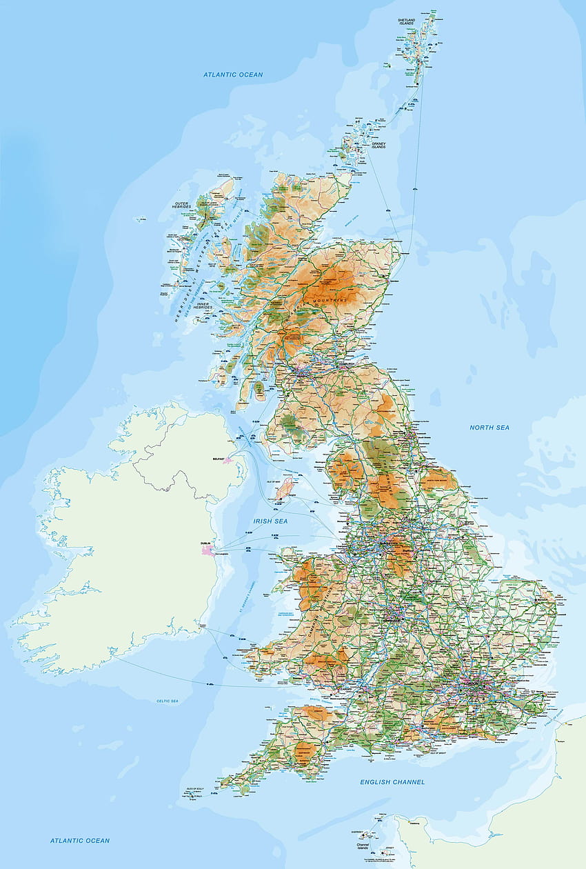 4 fronteras, mapa del Reino Unido fondo de pantalla del teléfono