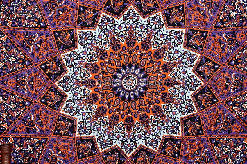 Tapisserie étoile indienne, tentures murales Mandala, couvre-lit en coton, fond de tapisserie hippie Fond d'écran HD
