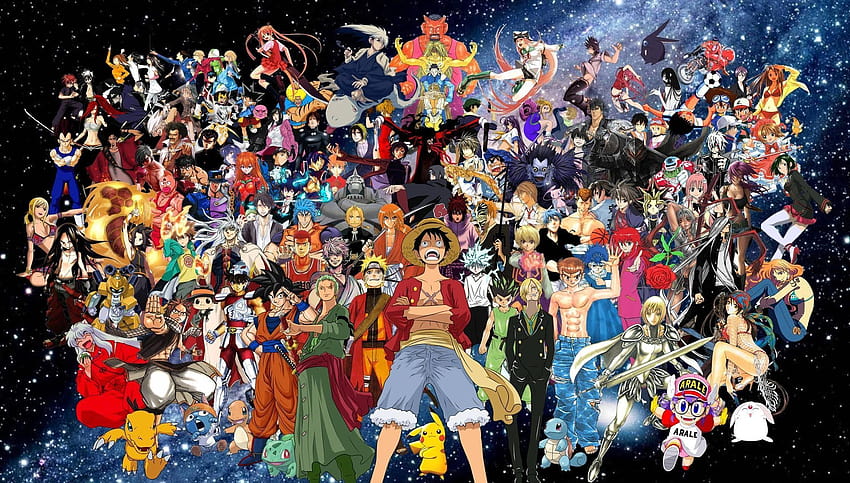 Los 20 mejores personajes de anime, anime collage dbz one piece naruto fondo de pantalla