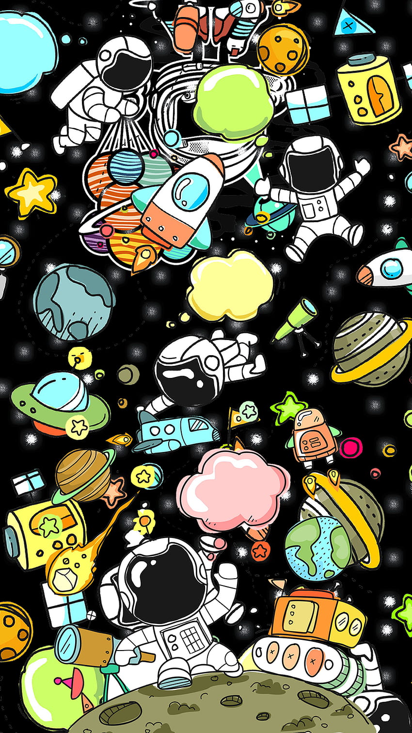 Astronaut im Weltraum, Cartoon-Astronaut HD-Handy-Hintergrundbild