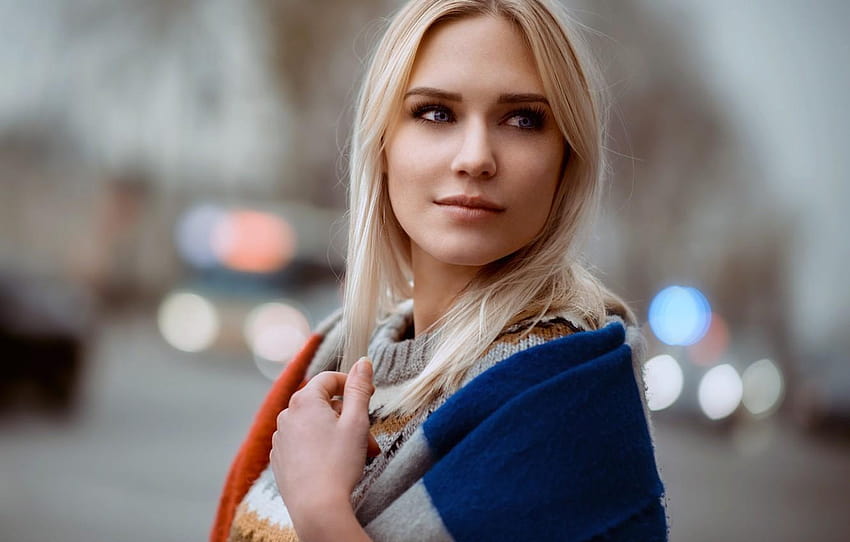 girl, long hair, blue eyes, model, bokeh, eva mikulski HD wallpaper
