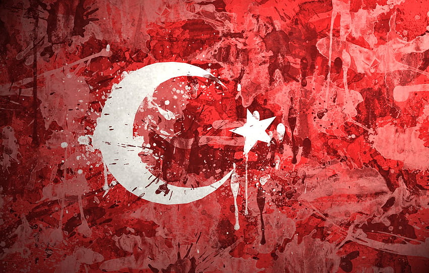 paint, flag, Turkey, Of The Republic Of Turkey, Turkish republic , section текстуры, republic day of turkey HD wallpaper