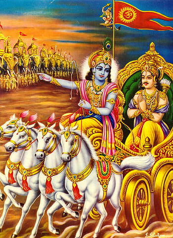 Poster Mahabharata Krishna & Arjun Photo Beautiful sl12056 (Large Poster,  36x24 Inches, Banner Media, Multicolor) Fine Art Print - Art & Paintings  posters in India - Buy art, film, design, movie, music,
