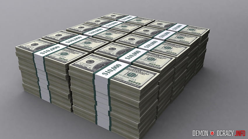 Debito degli Stati Uniti visualizzato: impilato in banconote da $ 100 dollari a 2.100 banconote Sfondo HD