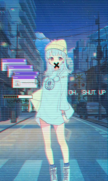 Error Glitch - Sad Anime Girl | Art Board Print
