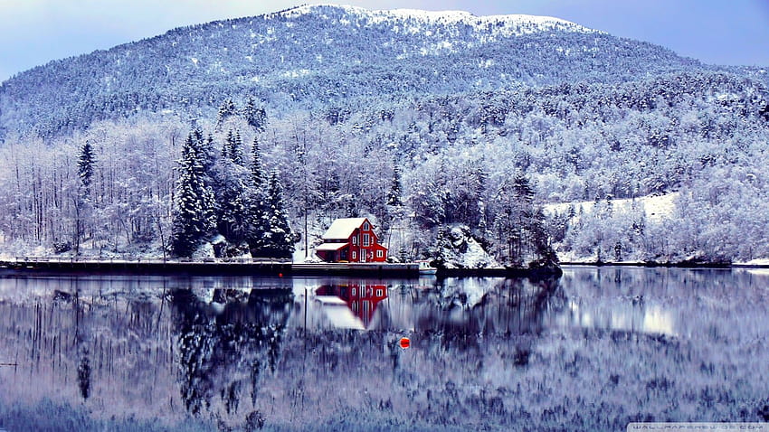 Fonds d'écran: Fond ecran paysage hiver maison HD-Hintergrundbild