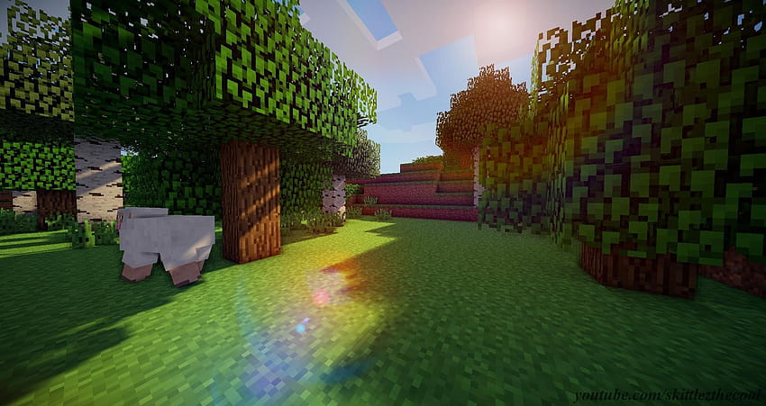 Minecraft Forest Biome mit SHADERS, Minecraft-Dorf HD-Hintergrundbild