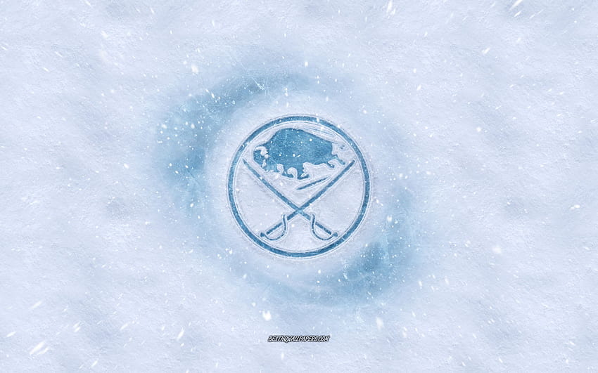 Buffalo Sabers logo, American hockey club, winter concepts, NHL, Buffalo Sabers ice logo, snow texture, Buffalo, New York, USA, snow background, Buffalo Sabers, hockey with resolution 2880x1800. High HD wallpaper