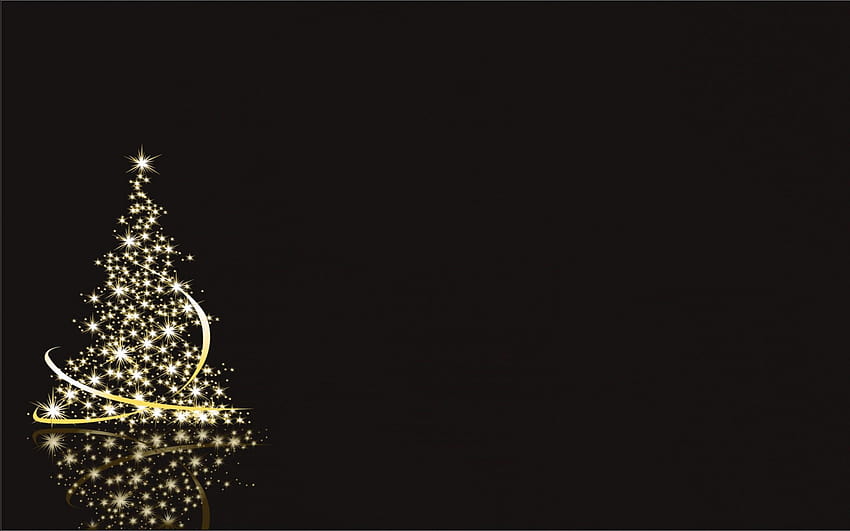 natal,árvore de natal,decoração de natal,preto,árvore,luzes de natal, natal ouro preto papel de parede HD