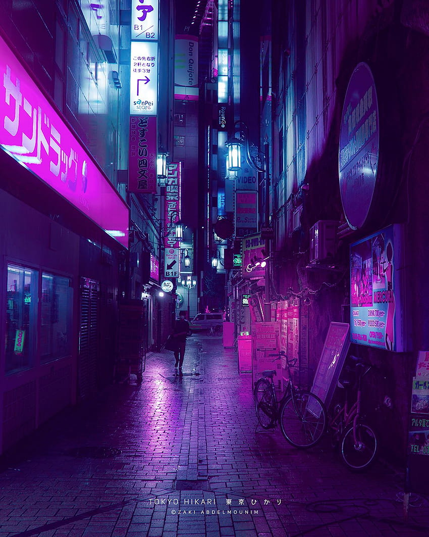 Lila Anime-Ästhetik Tokio, lila Tokio-Ästhetik HD-Handy-Hintergrundbild