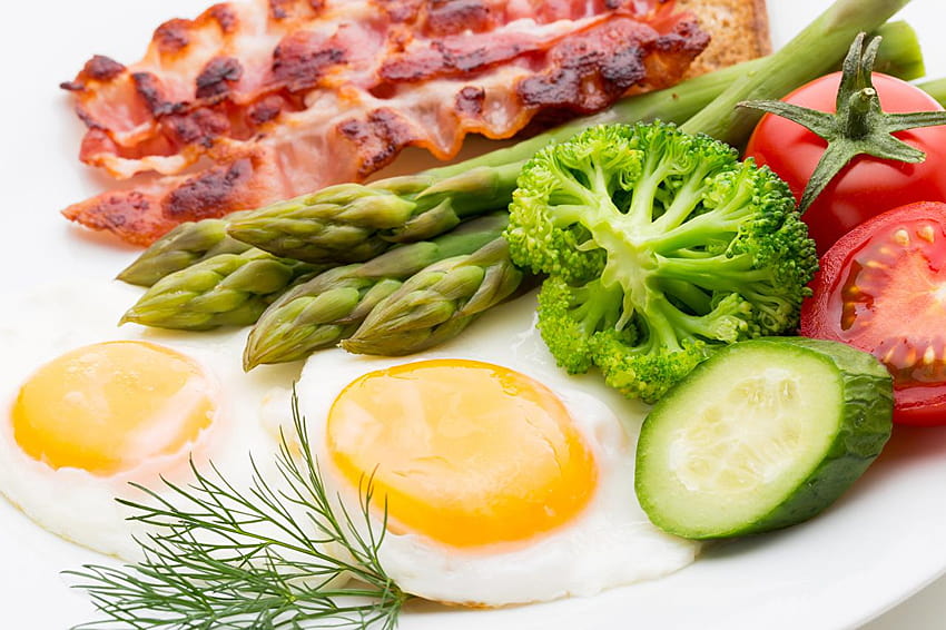 Fried egg Dill Food Vegetables Meat products HD wallpaper