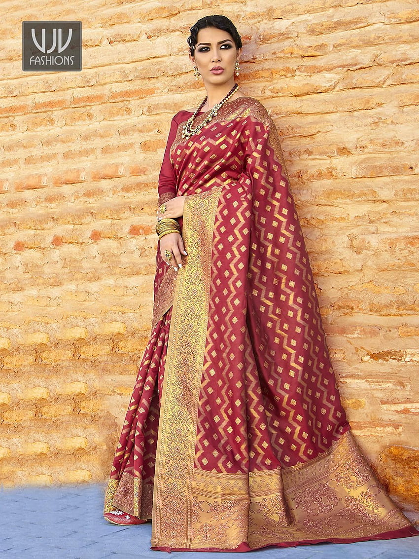 Fab Maroon Art Silk Designer Traditional Saree, mobile traditional saree HD phone wallpaper