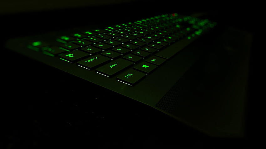: hitam, 3D, bercahaya, hijau, teknologi, keyboard, perangkat input Wallpaper HD