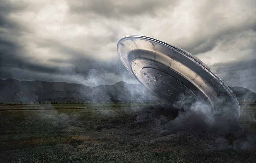 pesawat ruang angkasa, UFO, intelijen alien, kecelakaan pesawat, bagian рендеринг, kapal alien Wallpaper HD