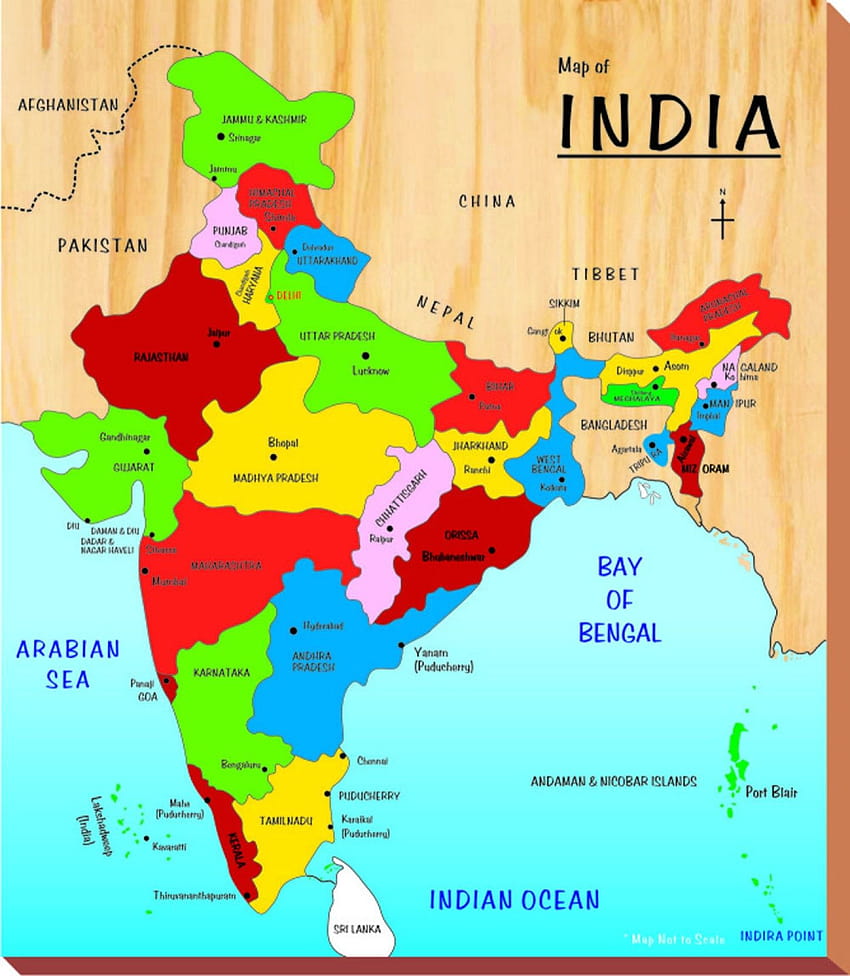 Indien-Karte, politische Karte Indiens HD-Handy-Hintergrundbild
