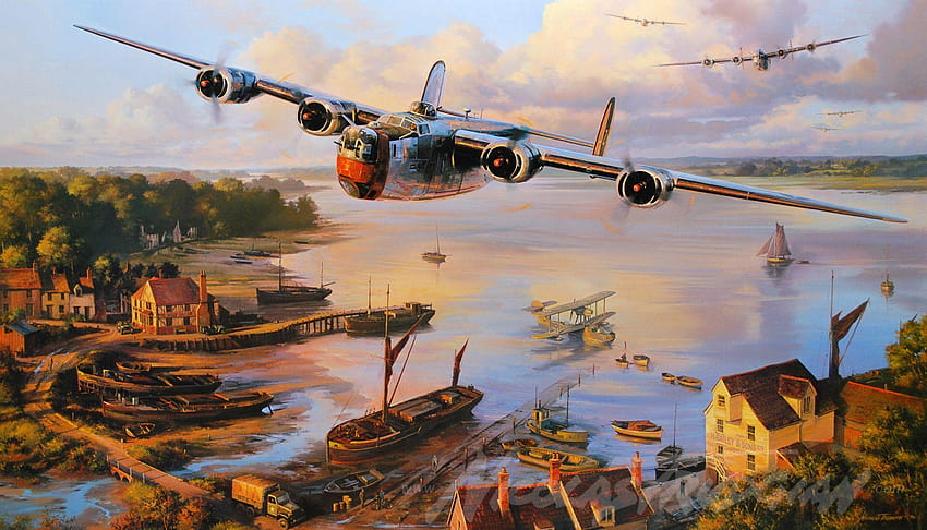 aviation aircraft airplane war dogfight art ww2 b24 liberator, ww2 planes HD wallpaper