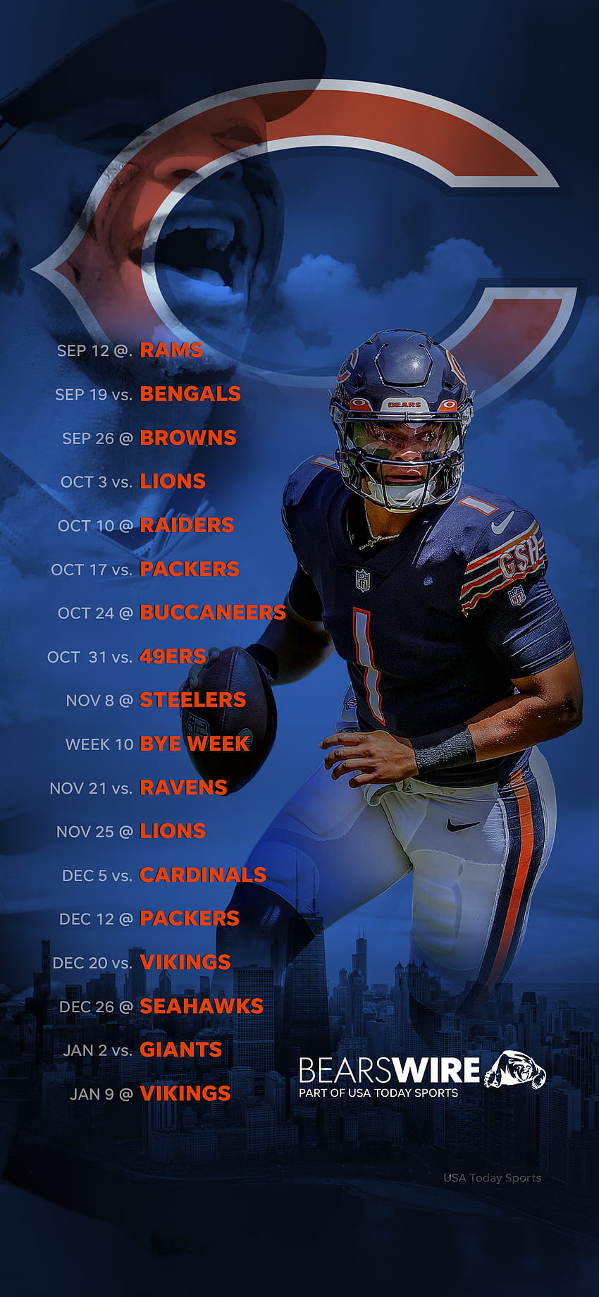 Nuestro calendario de los Bears 2021 con Justin Fields fondo de ...