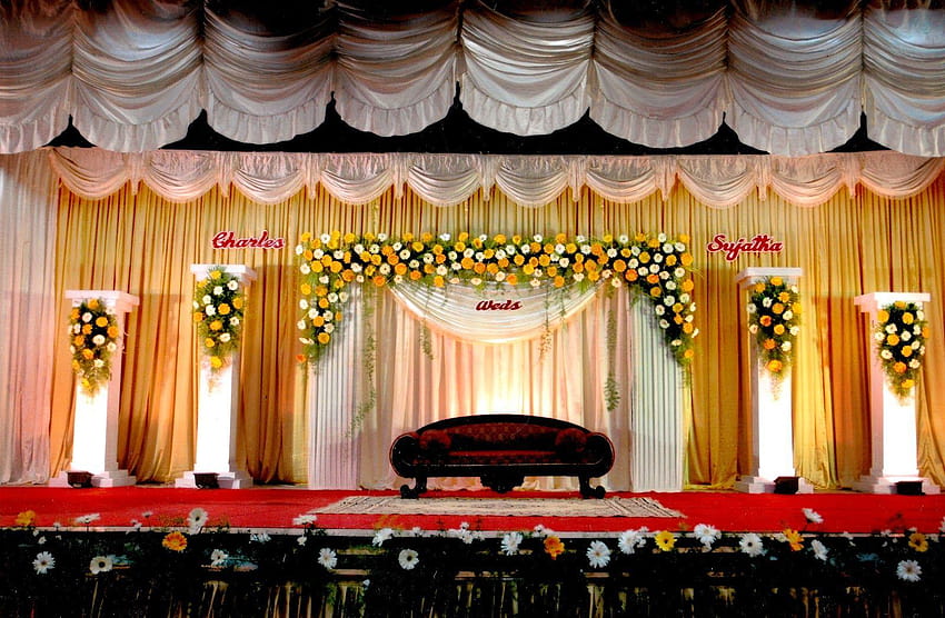 インドの結婚結婚式の舞台装飾の背景、舞台背景の装飾 高画質の壁紙