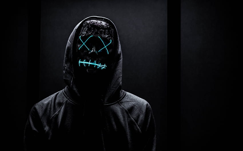 3840x2400 mask, neon, anonymous, black ultra 16:10 backgrounds, neon ...