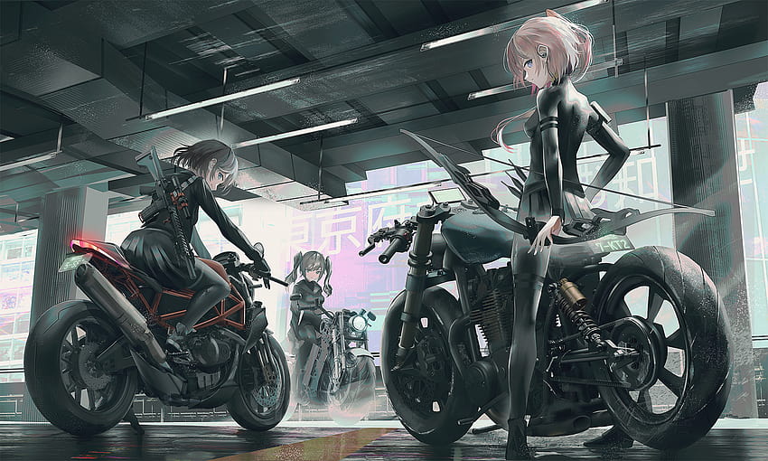 Anime Anime Girls SWAV Motorcycle มอเตอร์ไซค์อนิเมะ วอลล์เปเปอร์ HD
