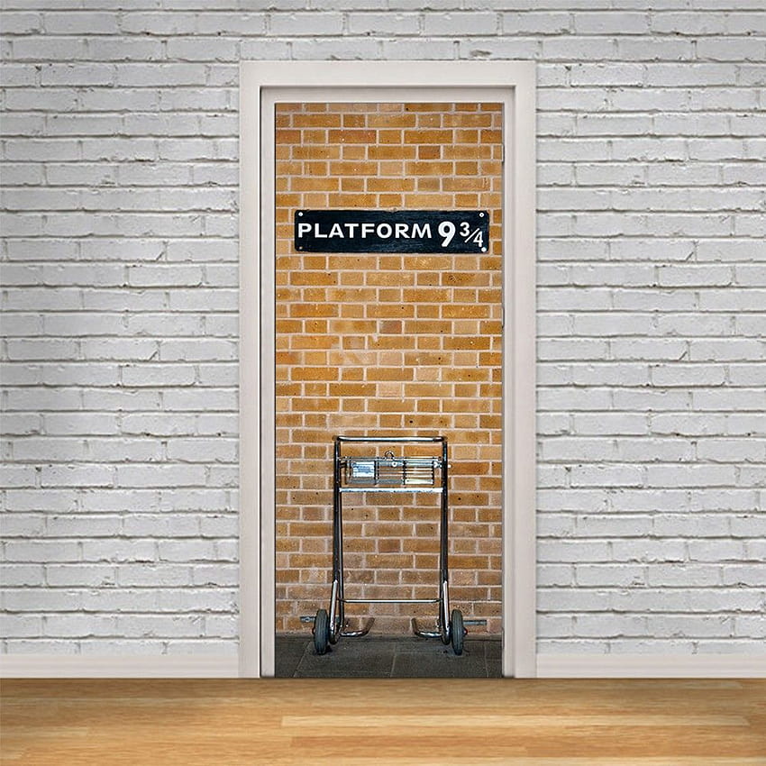 Platforma 9 3/4 3D cegły naklejka na drzwi żywe naklejki ścienne foto DIY plakat dekoracyjny do domu pcv wodoodporne malowidła plakat, platforma 9 34 Tapeta na telefon HD