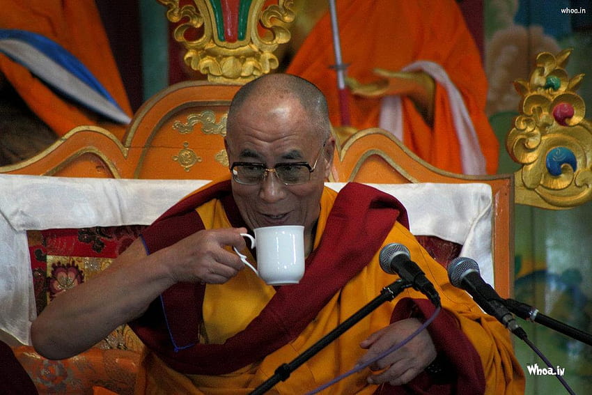 Dalaï Lama avec tasse de thé, 14e dalaï lama Fond d'écran HD