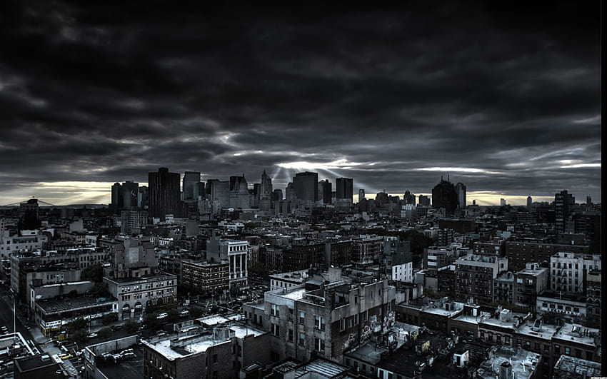 Foggy City, aesthetic grey city HD wallpaper
