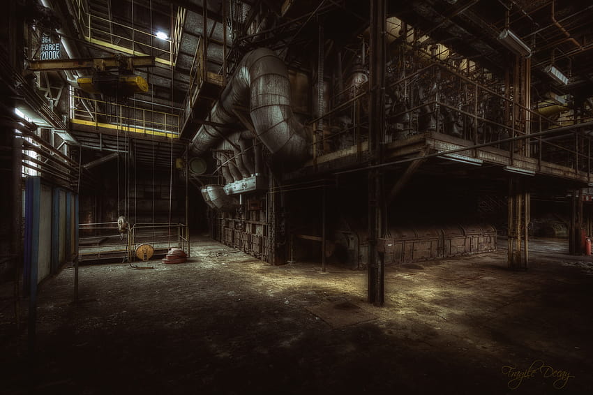 : powerplant, factory, blue, industrial, abandonded, forgotten, forbidden, machine, urban, exploring, decayed, fragiledecay 5718x3805, industrial factory HD wallpaper