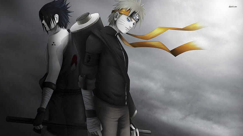 Wallpaper Naruto and Sasuke (Black and white)