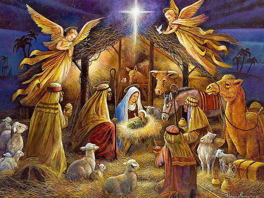 Nativité de la Sainte Famille, sainte famille de Noël Fond d'écran HD