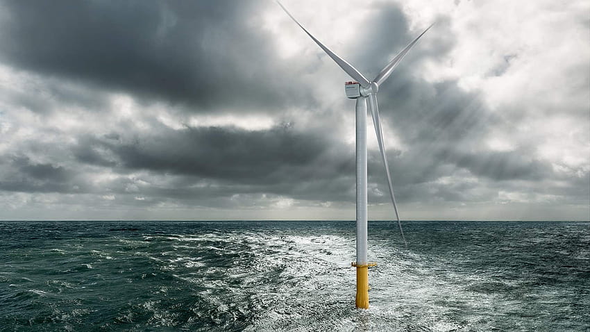 Turbine eoliche offshore Siemens Gamesa, parco eolico Sfondo HD