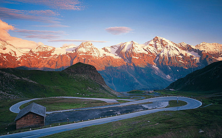 Pegunungan Austria, windows7theme, austria, jalan, pegunungan abstrak Wallpaper HD