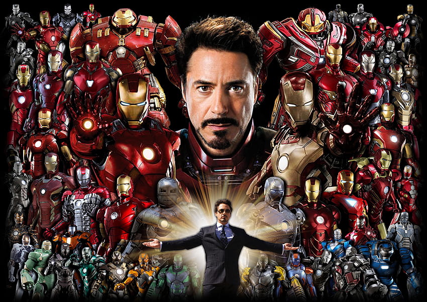 Hizo este póster de MCU Iron Man con todos los trajes, iron man todas las versiones fondo de pantalla