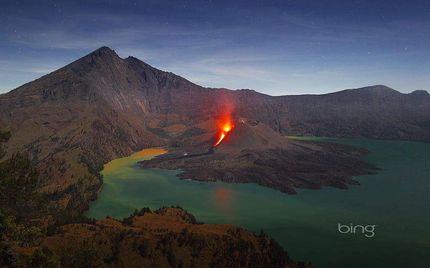 Mount Rinjani Lombok Endonezya Martin RietzeCorbis HD duvar kağıdı
