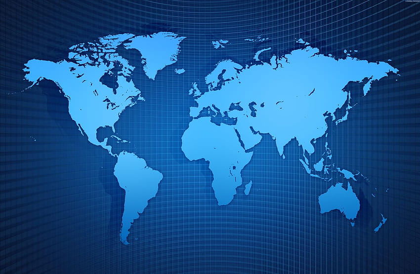 Latar Belakang PPT Peta Dunia Biru untuk Templat PowerPoint Anda, abstrak peta air dunia biru Wallpaper HD