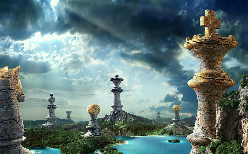 Water, clouds, nature, castles, knights ...sf.co.ua, chess queen HD ...