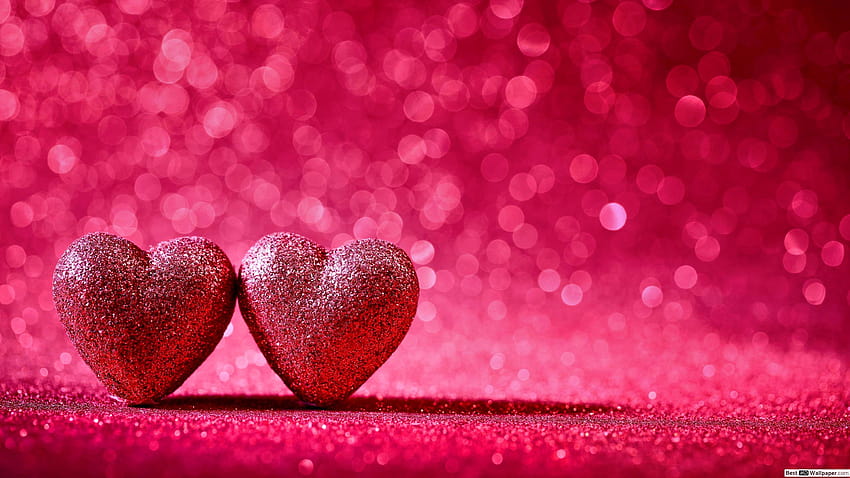 Glittered hearts with bokeh effect HD wallpaper