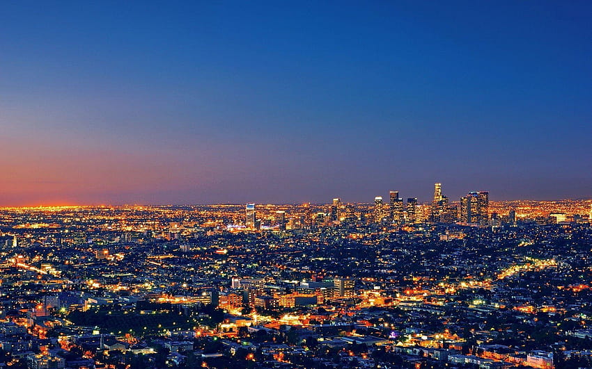 View of the downtown Los Angeles skyline at sunset, from Elysian Park, in Los  Angeles, California Stock Photo - Alamy