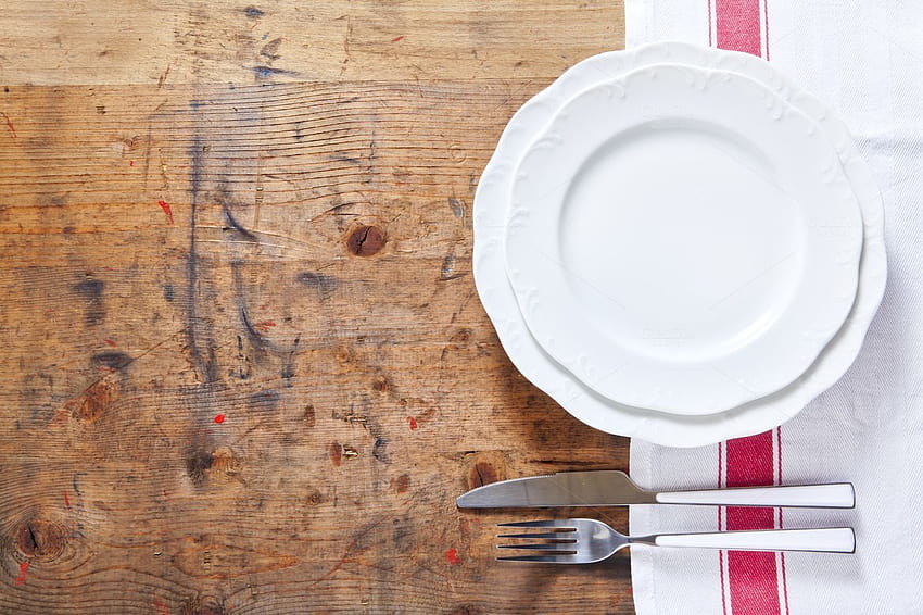empty plate with cutlery HD wallpaper