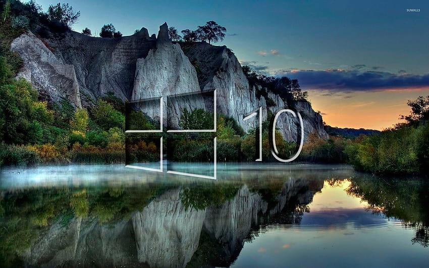 Windows 10 on the lake reflection [3], reflective HD wallpaper