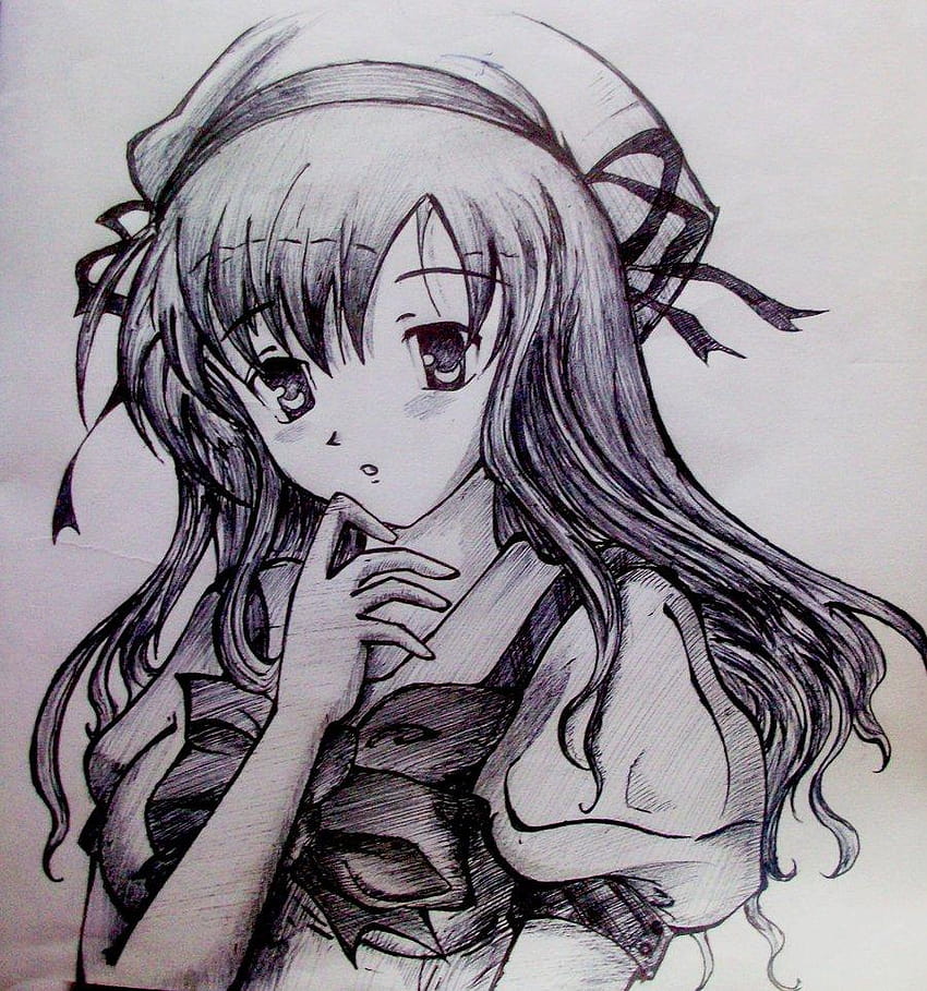 cute girl face pencil drawing-saigonsouth.com.vn