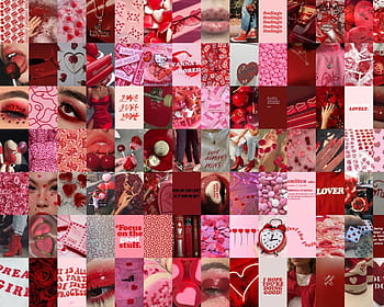 Lovecore Wall Collage Kit Valentines Day Collage Kit Red, aesthetic collage valentines day HD wallpaper
