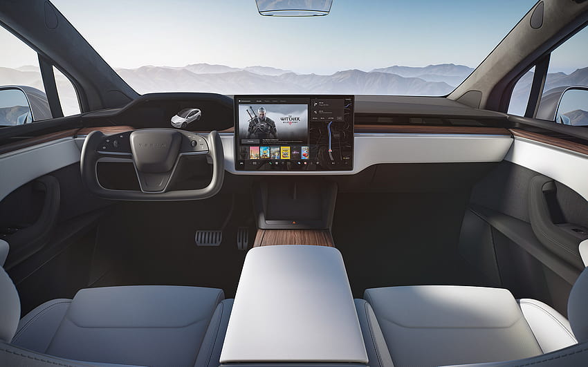 2022, Tesla Model X Plaid, interior, inside view, front panel, Model X 2022 interior, electric cars, american cars, Tesla with resolution 2560x1600. High Quality, tesla interior HD wallpaper