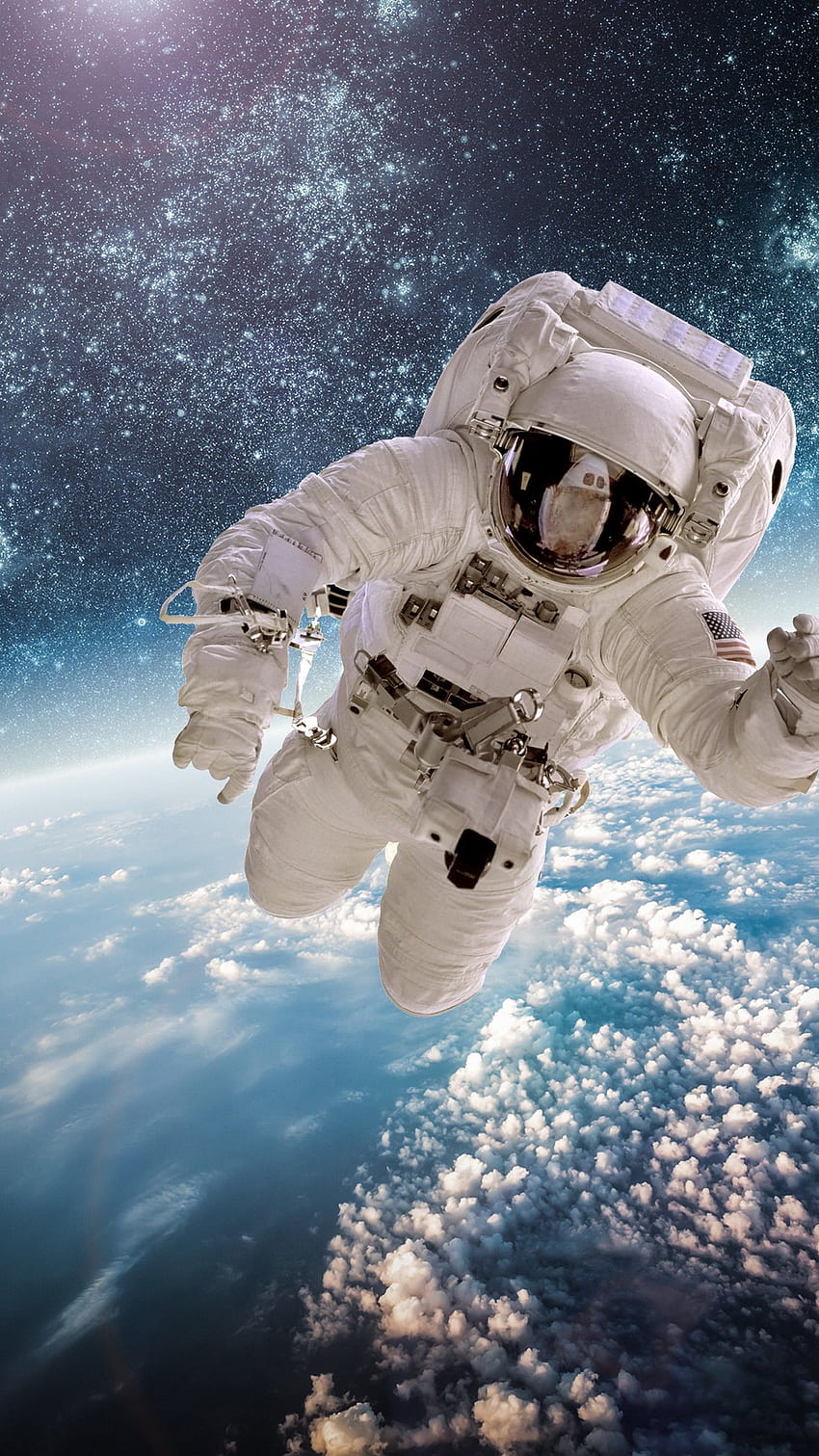 Astronaut, Sterne, Weltraum, Galaxie, Weltraum, vertikaler Raum HD-Handy-Hintergrundbild