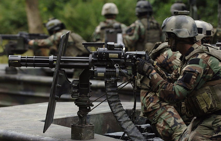 Waffe, USA, Kugeln, Soldat, Fluss, Militär, Waffe, Armeeausung HD-Hintergrundbild