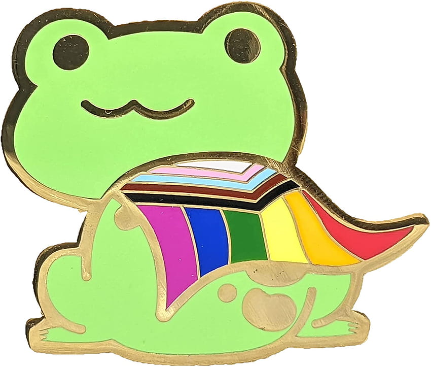 Szpilka emaliowana Progress Pride Chibi Superhero Frog w tęczowych kolorach flagi LGBT+, żaba duma Tapeta HD