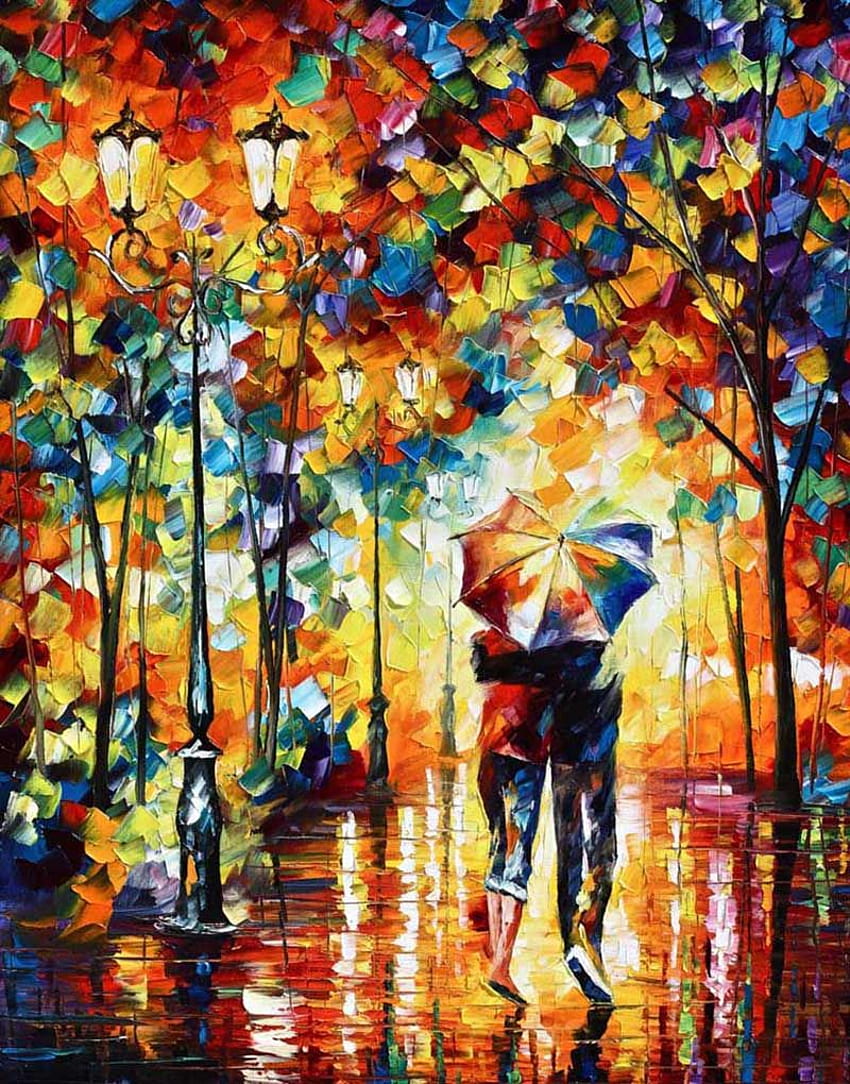 about Lovers in the rain Modern Abstract posters and prints Canvas Oil Painting Wall Art craft for cafe and bar RZ099, motorcycle oil paint HD phone wallpaper