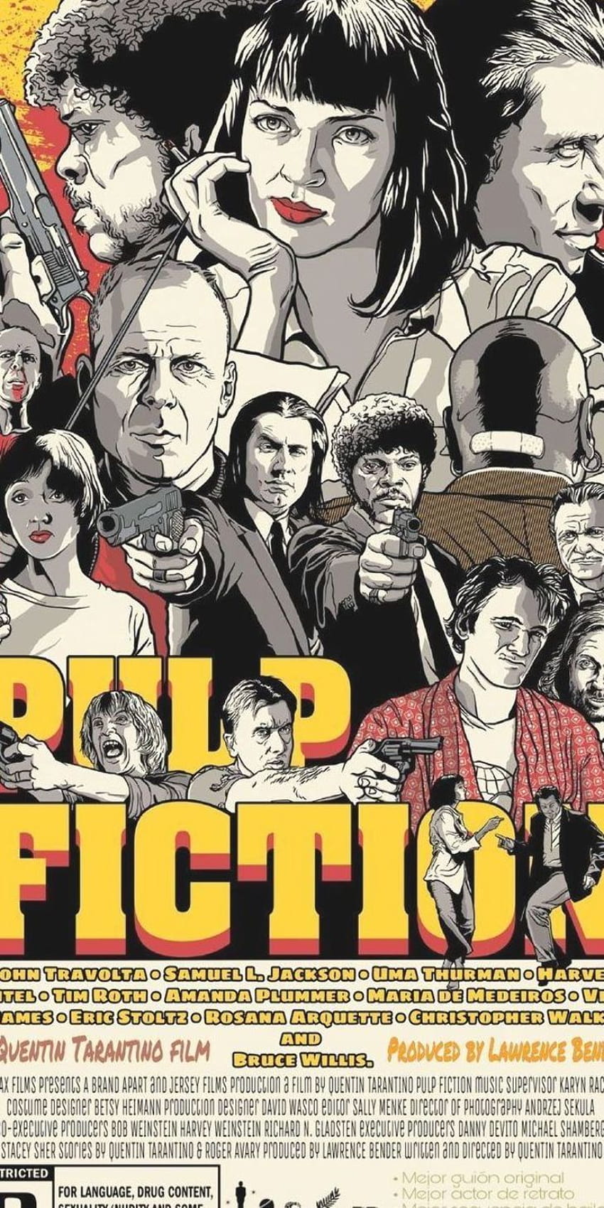 Pulp Fiction Куентин Тарантино Fondo de pantalla, стар плакат HD тапет за телефон